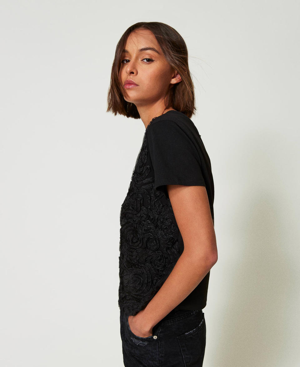 Twin Set T-shirt con ricami in organza Online