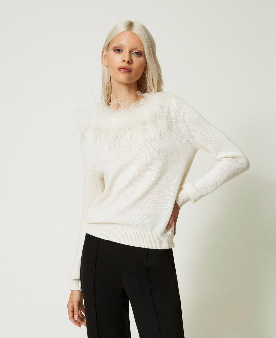 Twin Set Maglia regular in misto lana con piume