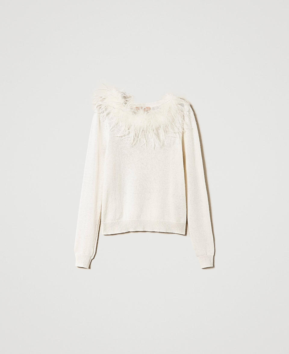 Twin Set Maglia regular in misto lana con piume Prezzo di fabbrica