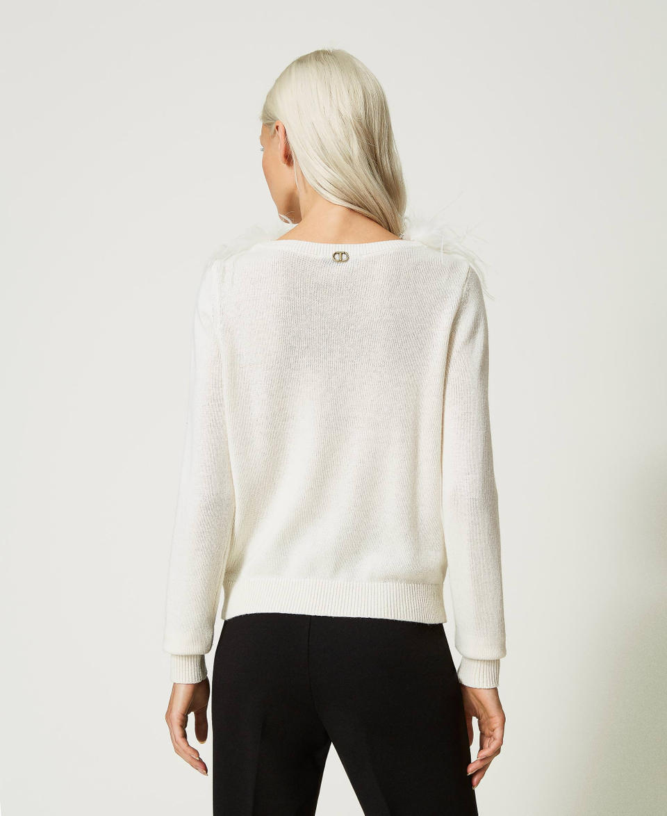 Twin Set Maglia regular in misto lana con piume Prezzo di fabbrica