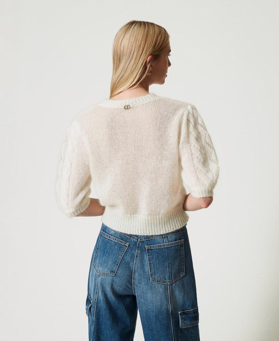 Twin Set Maglia in lana e mohair con pizzo Saldi Di Fabbrica