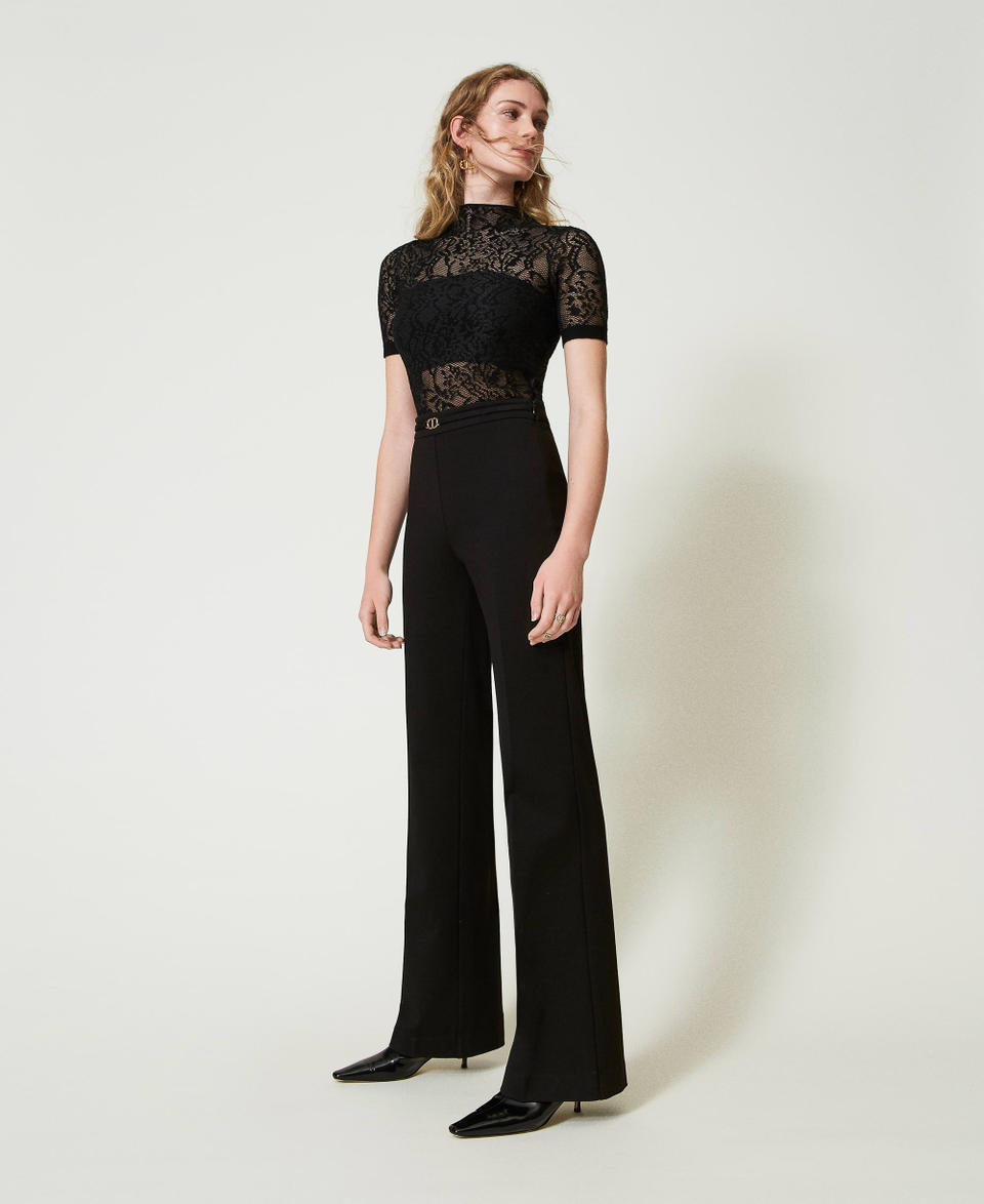Twin Set Pantaloni straight leg con cinturino Oval T Vendite Flash