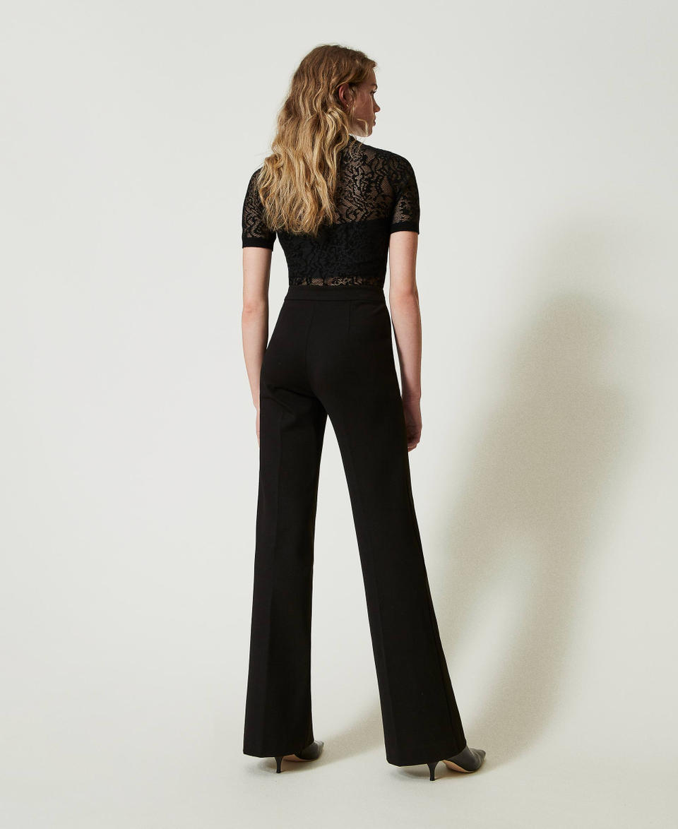 Twin Set Pantaloni straight leg con cinturino Oval T Vendite Flash
