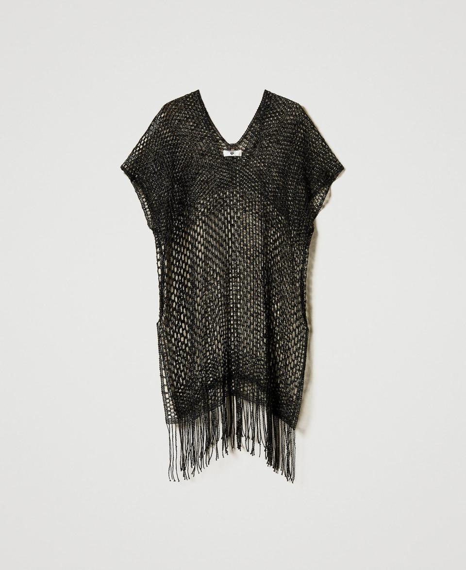 Twin Set Poncho in rete lurex con frange Cyber Monday