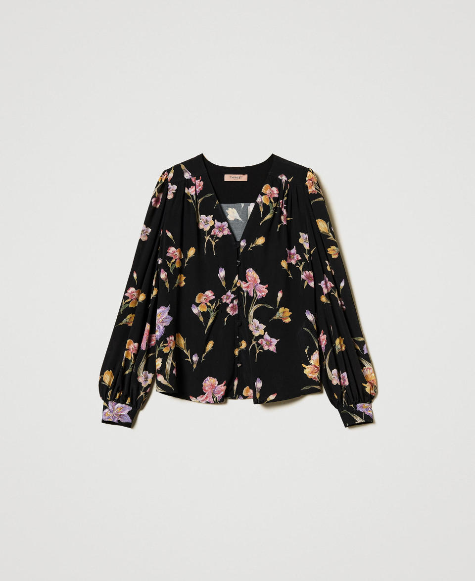 Twin Set Camicia in crêpe de Chine a fiori In Linea
