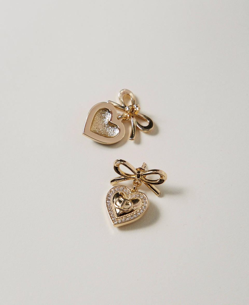 Twin Set Orecchini a cuore con strass e Oval T Vendita calda