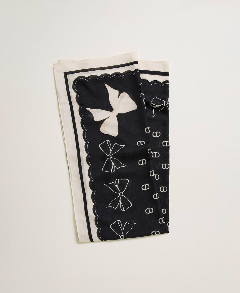 Twin Set Kefiah con stampa fiocchi e logo