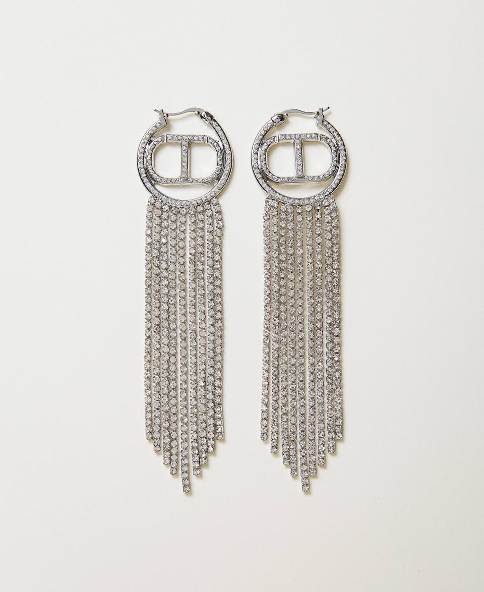 Twin Set Orecchini con Oval T e frange strass