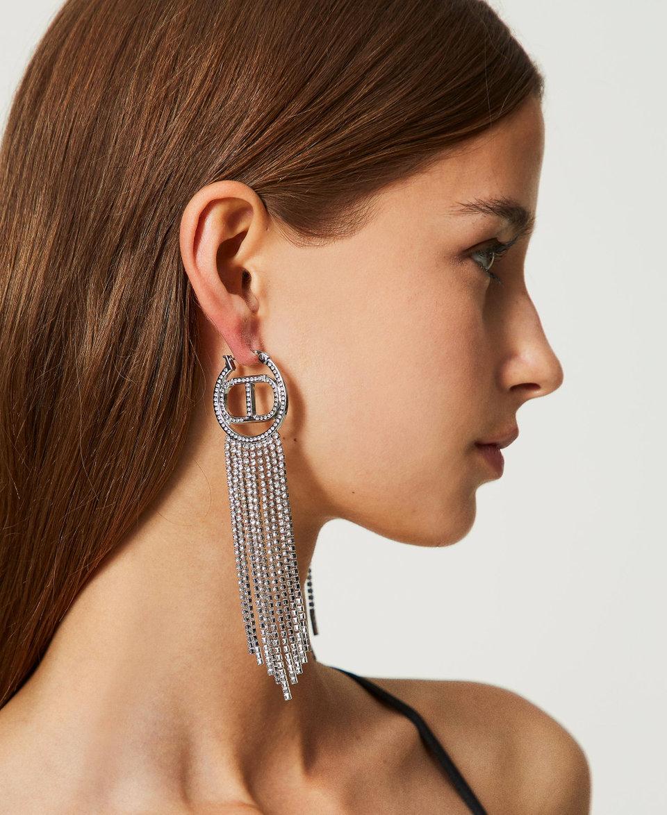 Twin Set Orecchini con Oval T e frange strass Hotsell
