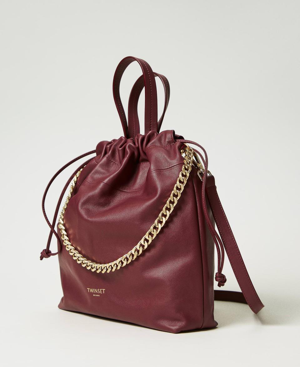 Twin Set Borsa shopper media in pelle con coulisse Soddisfazione Garantita