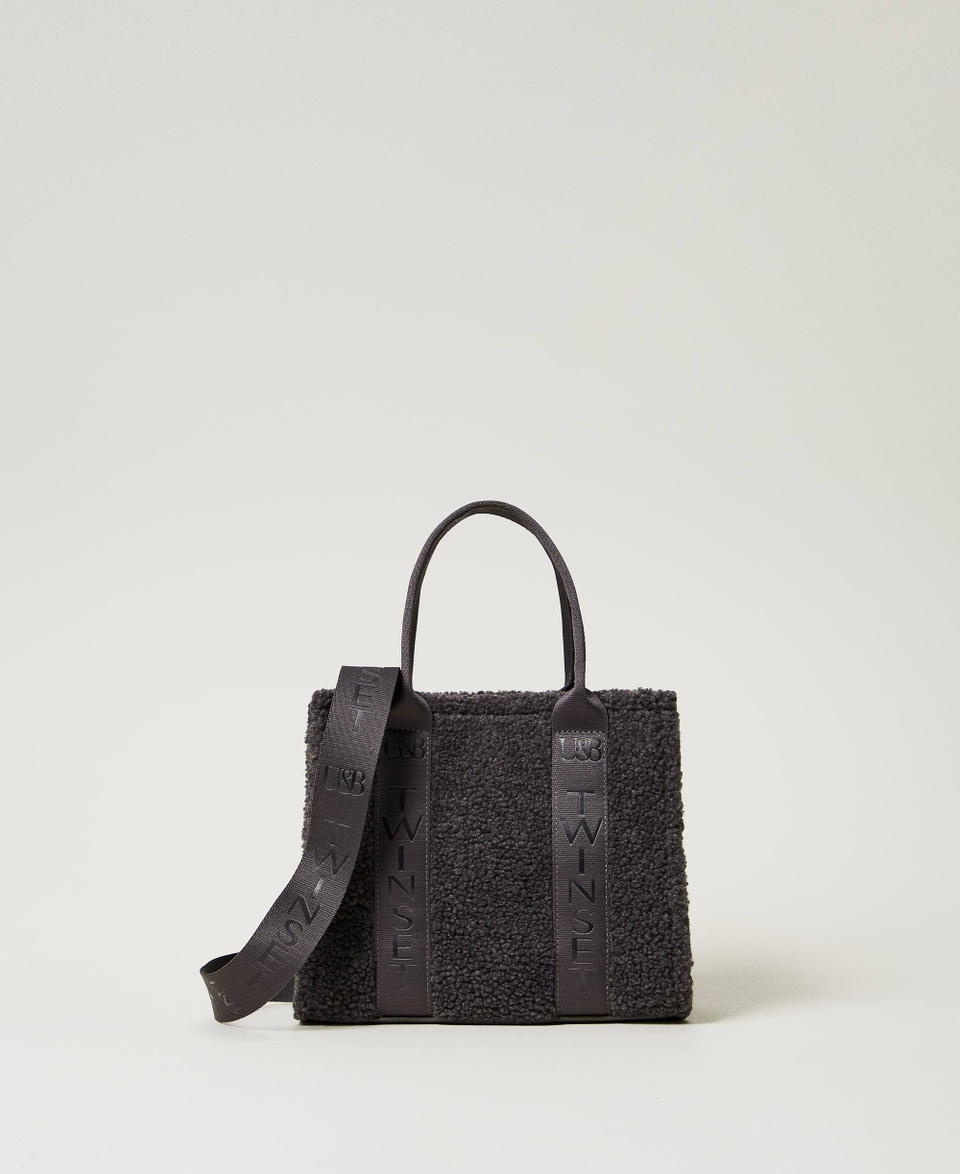 Twin Set Borsa shopper in faux fur effetto furry
