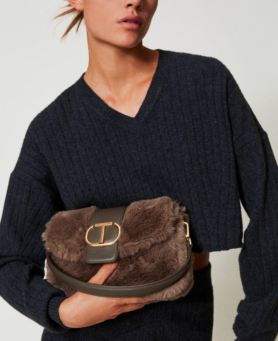 Twin Set Borsa a tracolla 'Amie' media in faux fur Nuovo