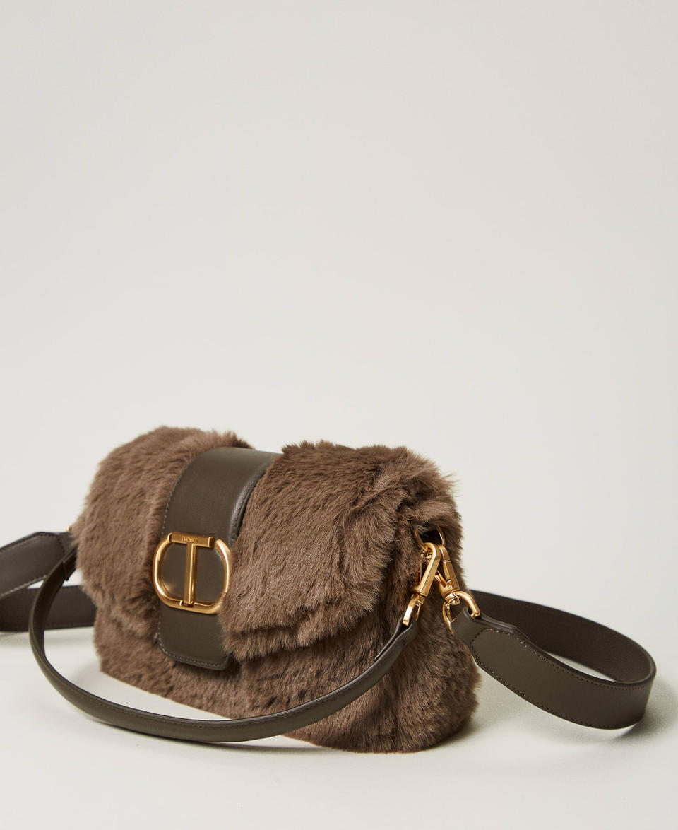 Twin Set Borsa a tracolla 'Amie' media in faux fur Nuovo