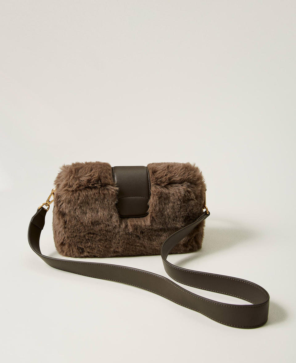 Twin Set Borsa a tracolla 'Amie' media in faux fur Nuovo