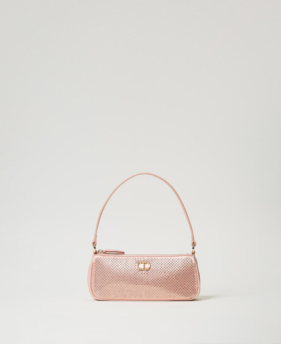 Twin Set Mini borsa in raso con strass e Oval T
