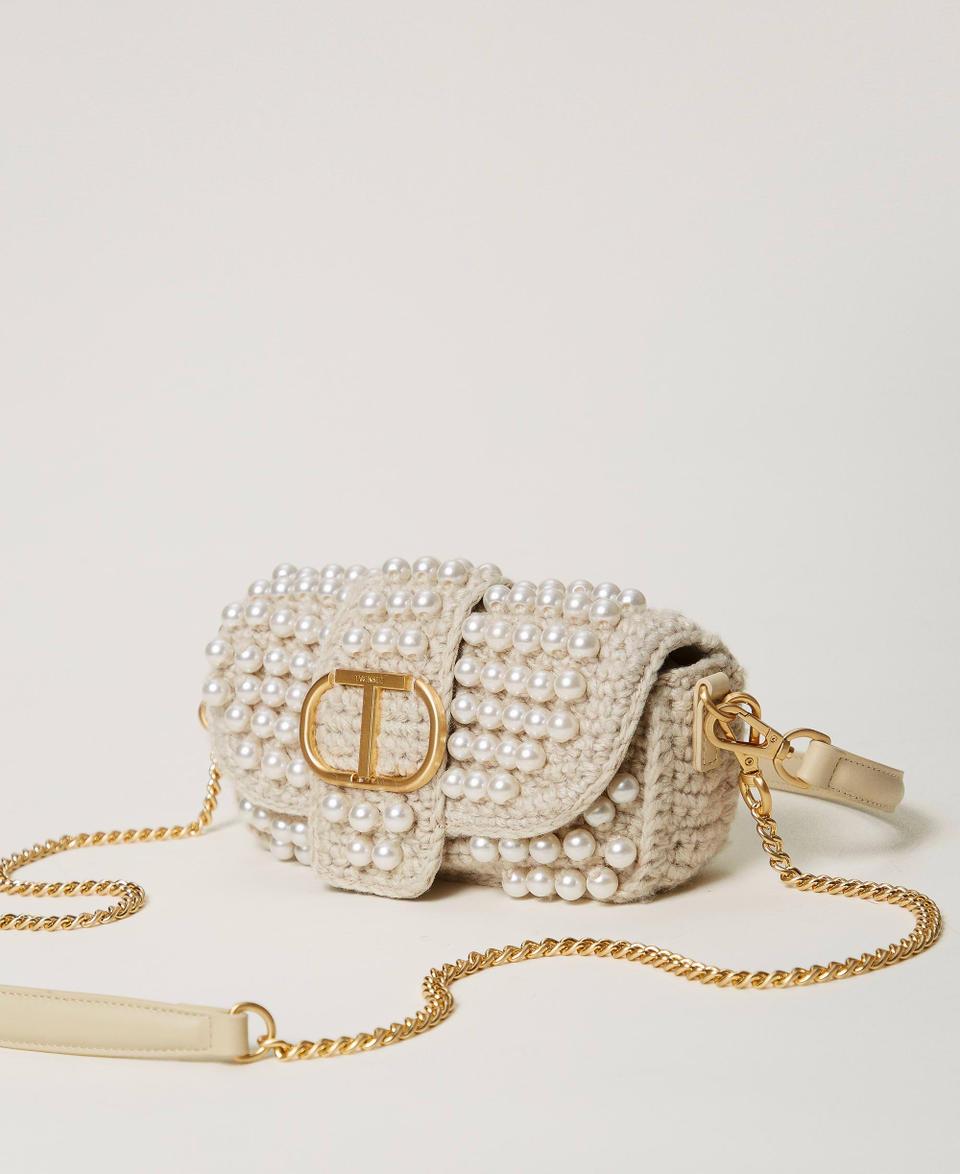 Twin Set Borsa a tracolla 'Amie' piccola crochet con perle Soddisfazione Garantita