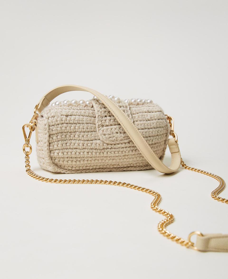 Twin Set Borsa a tracolla 'Amie' piccola crochet con perle Soddisfazione Garantita