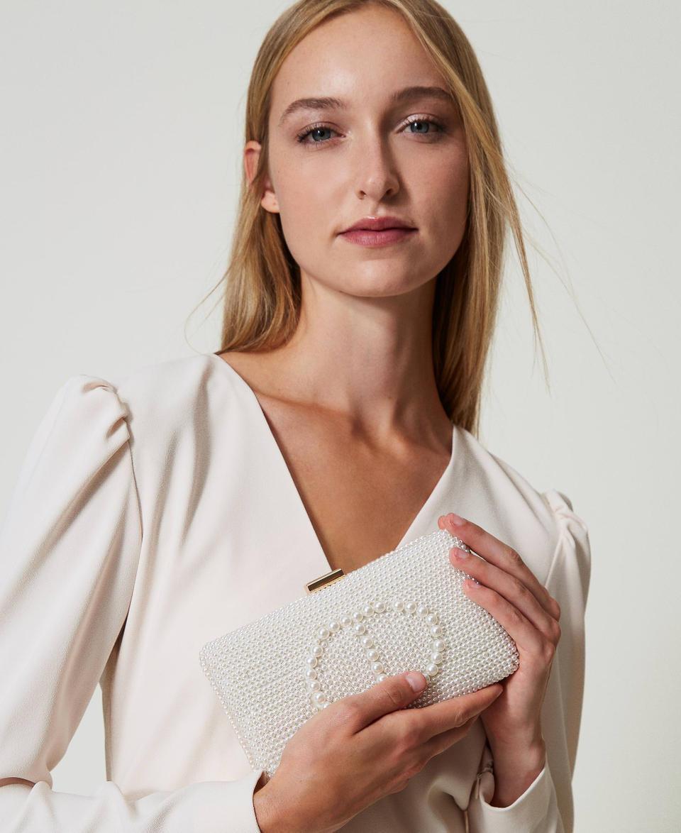 Twin Set Clutch con perle e Oval T Consegna Veloce