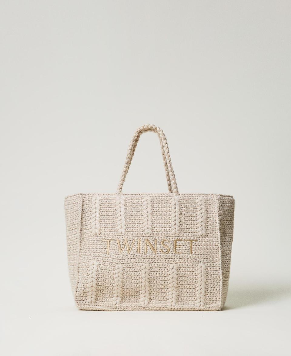 Twin Set Borsa shopper 'Bohémienne' tricot con logo