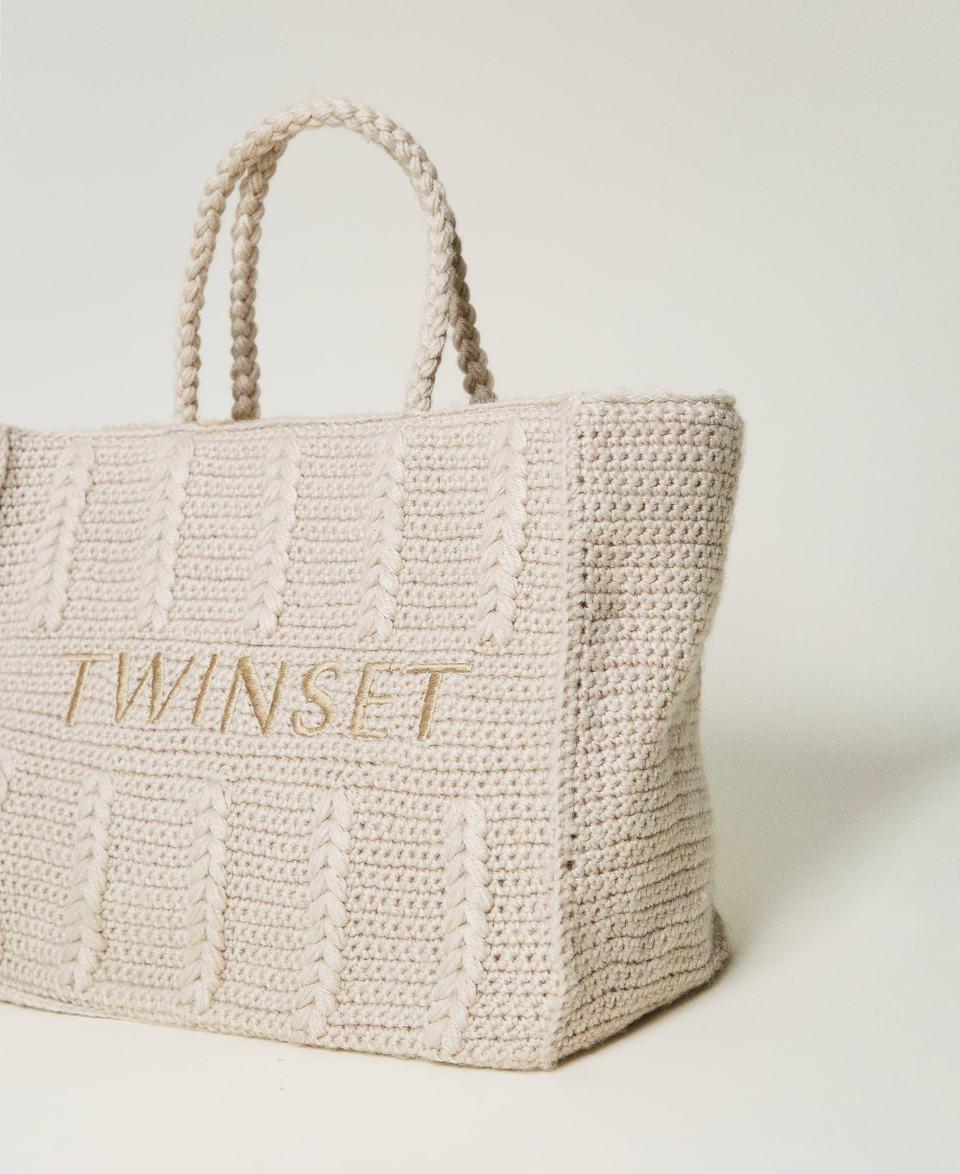 Twin Set Borsa shopper 'Bohémienne' tricot con logo Shopping Online