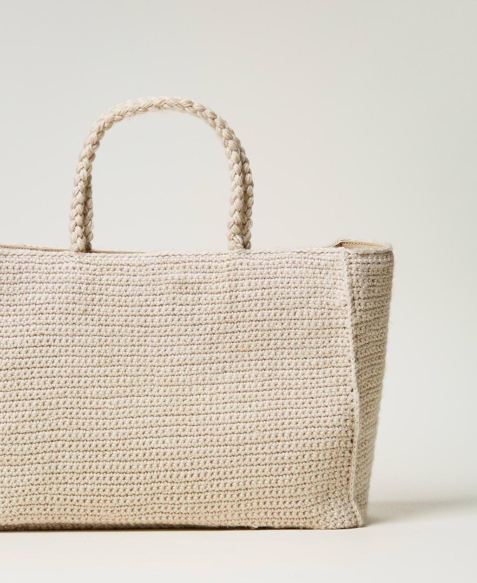 Twin Set Borsa shopper 'Bohémienne' tricot con logo Shopping Online