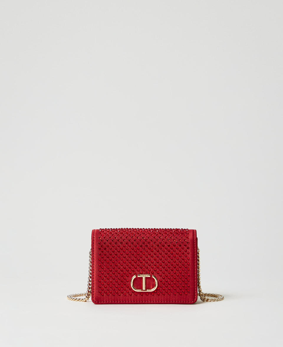 Twin Set Mini borsa a tracolla in raso con strass
