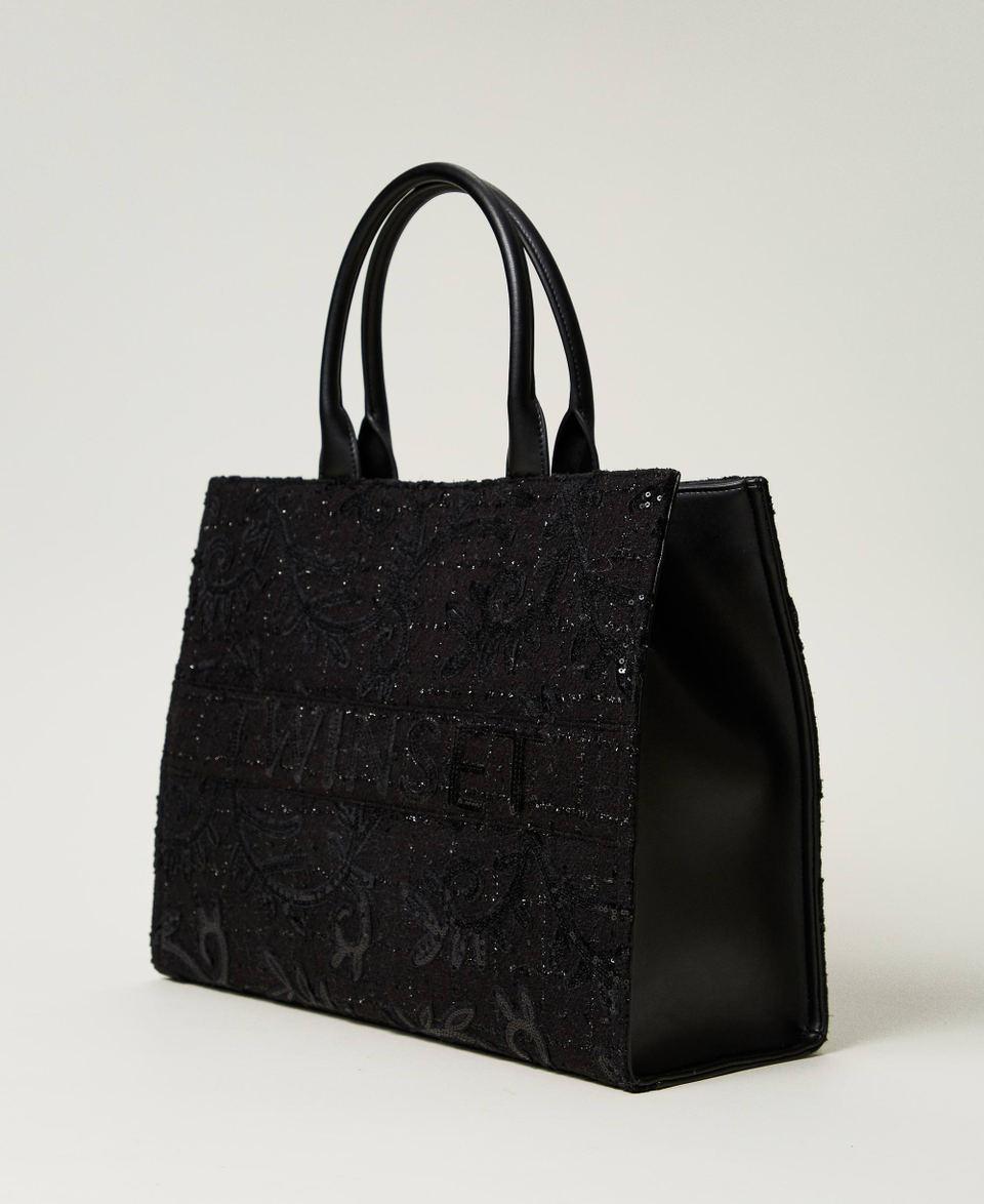 Twin Set Borsa shopper 'Victoria' con ricamo e logo Saldi