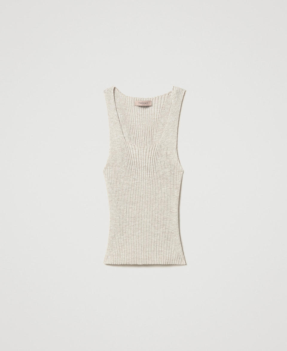 Twin Set Top in maglia di misto lino Vendite Flash