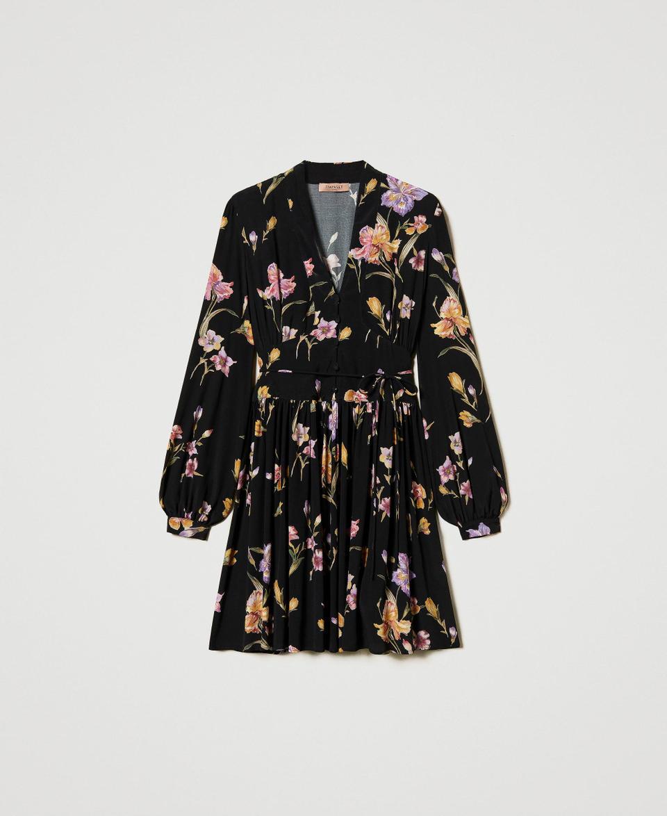 Twin Set Abito corto in crêpe de Chine a fiori Moda