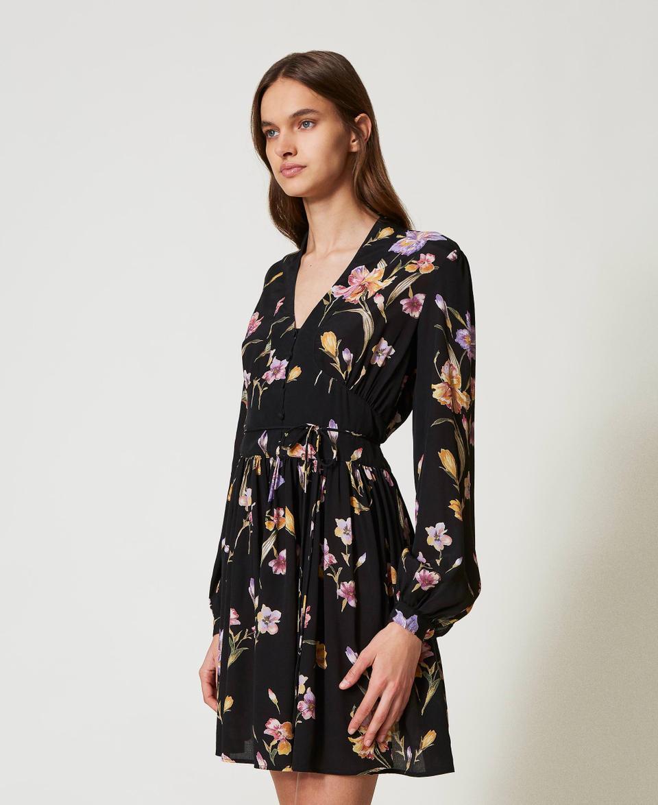 Twin Set Abito corto in crêpe de Chine a fiori Moda