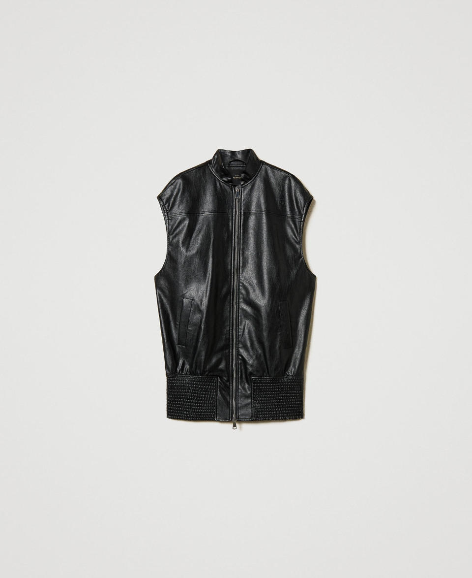 Twin Set Gilet lungo effetto pelle Vendita