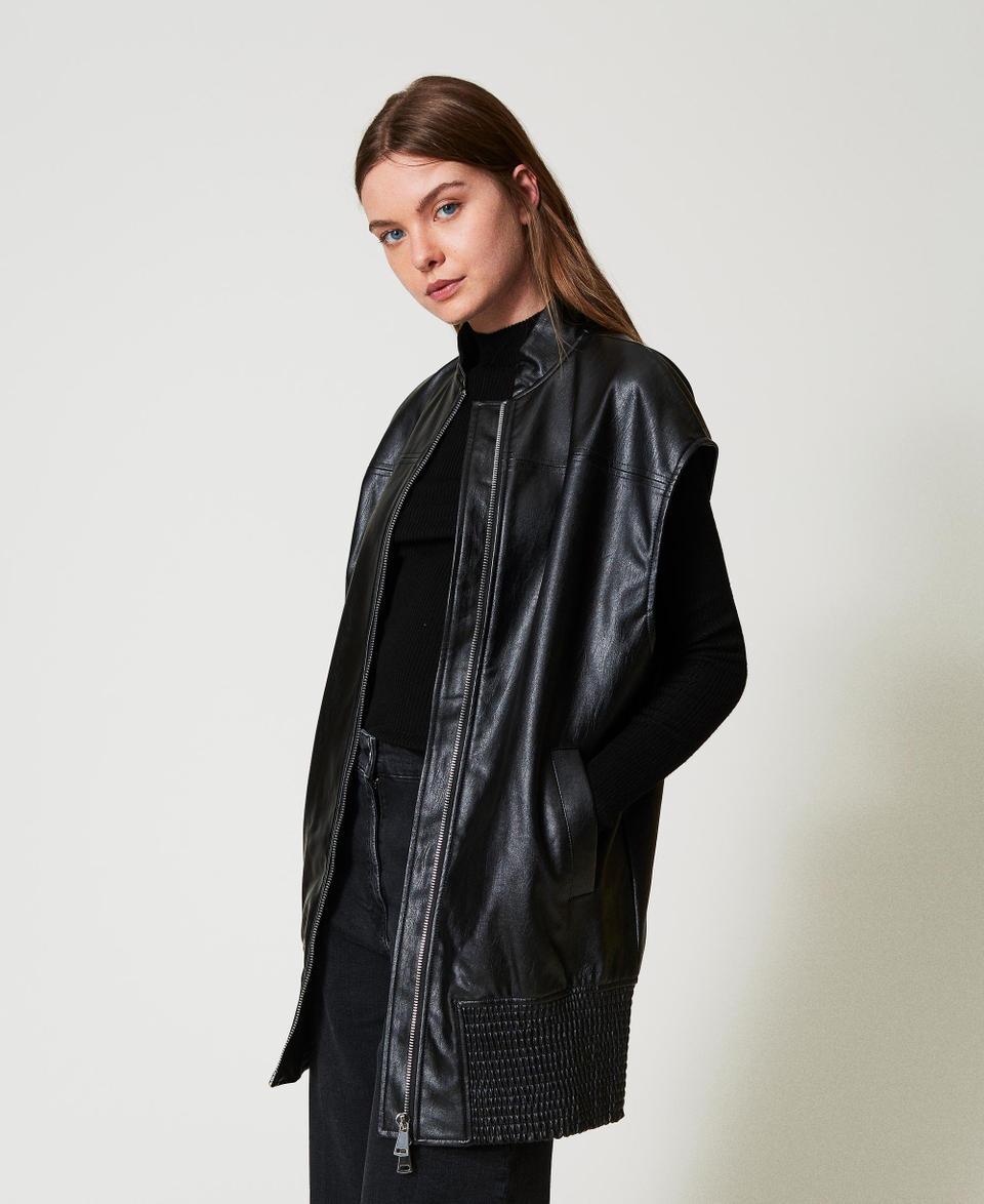 Twin Set Gilet lungo effetto pelle Vendita