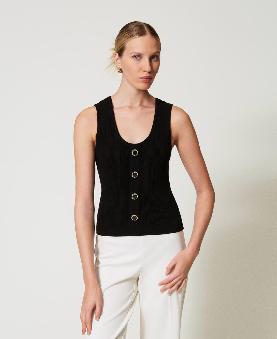 Twin Set Top in maglia con bottoni décor Pezzi Unici