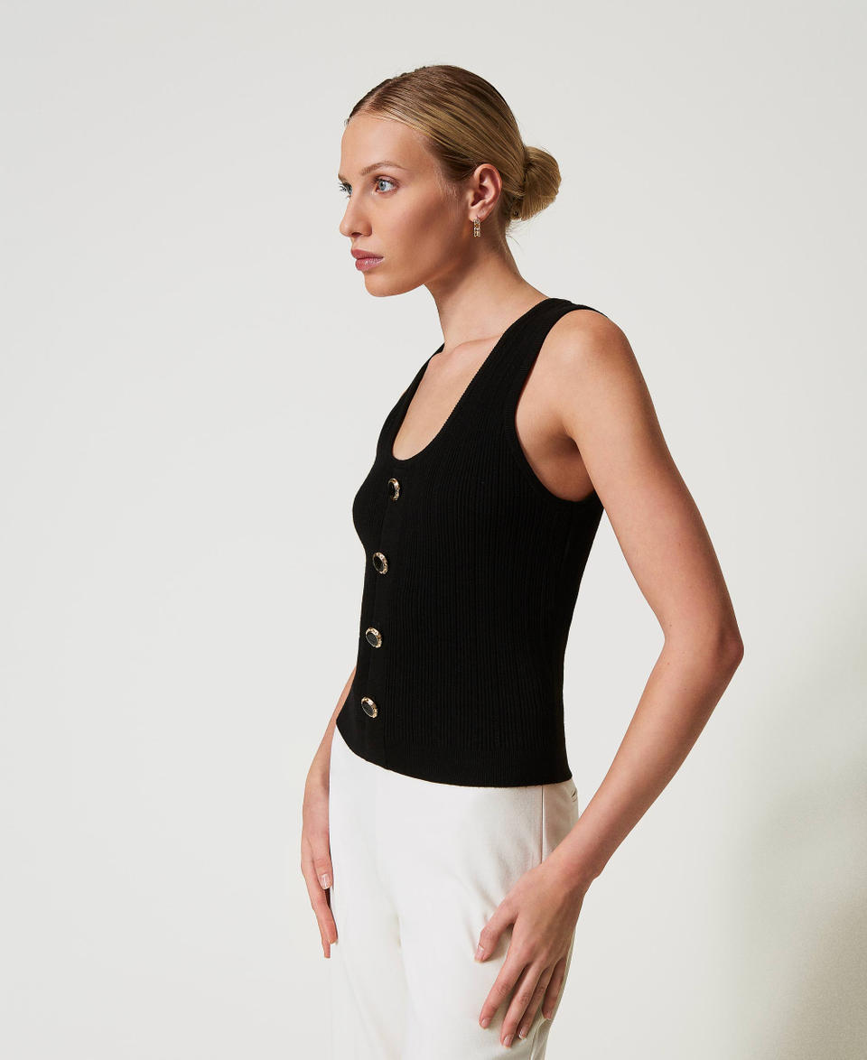 Twin Set Top in maglia con bottoni décor Pezzi Unici