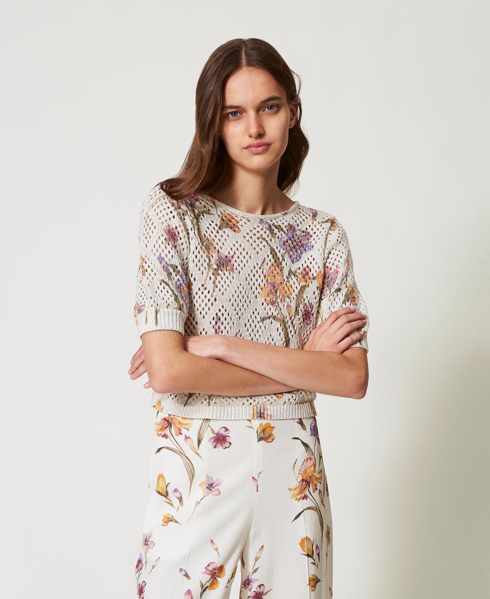 Twin Set Maglia a rete con stampa a fiori