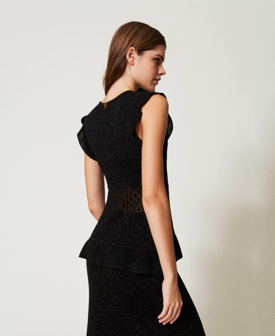 Twin Set Maglia in filato lurex con volant Consegna Veloce