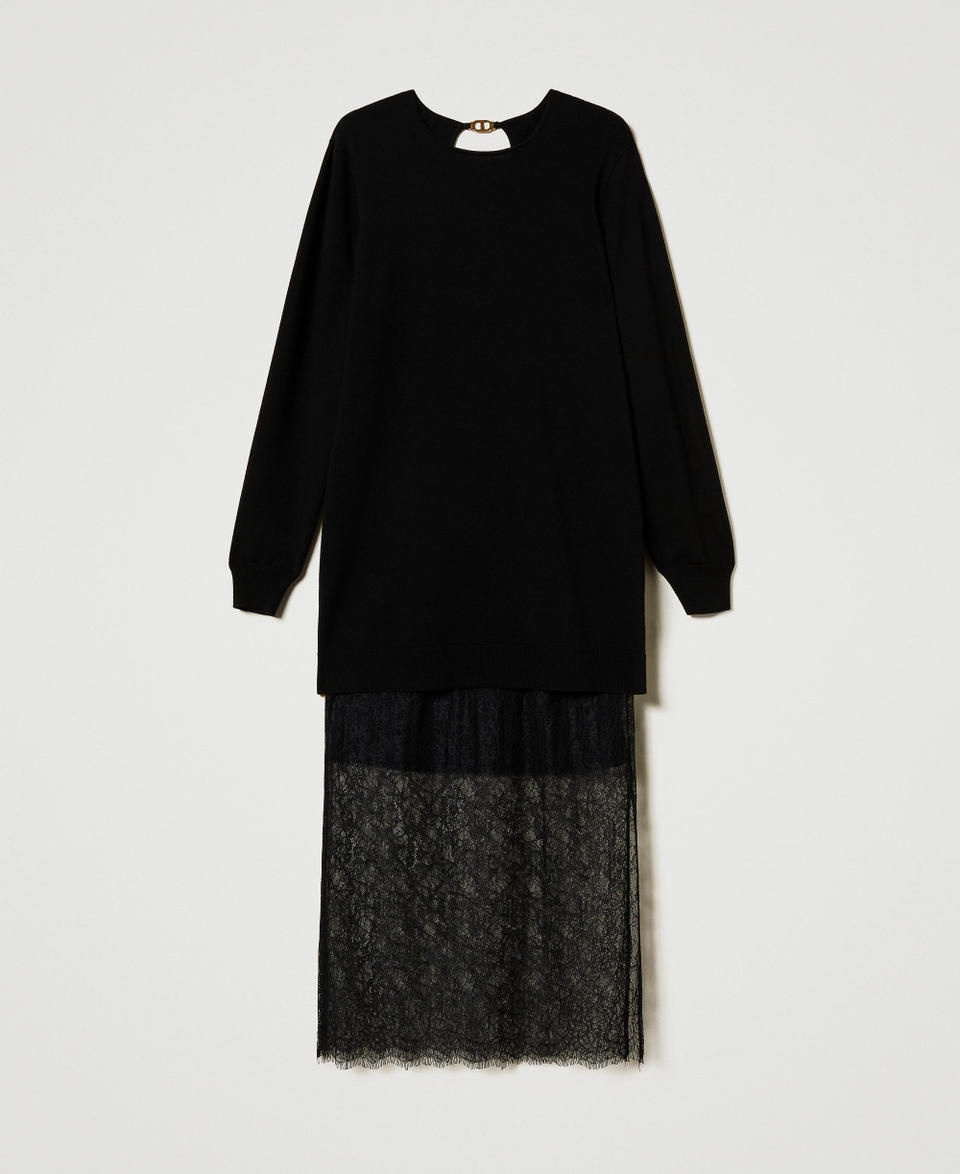 Twin Set Abito corto in maglia e gonna in pizzo Fino Al -60%