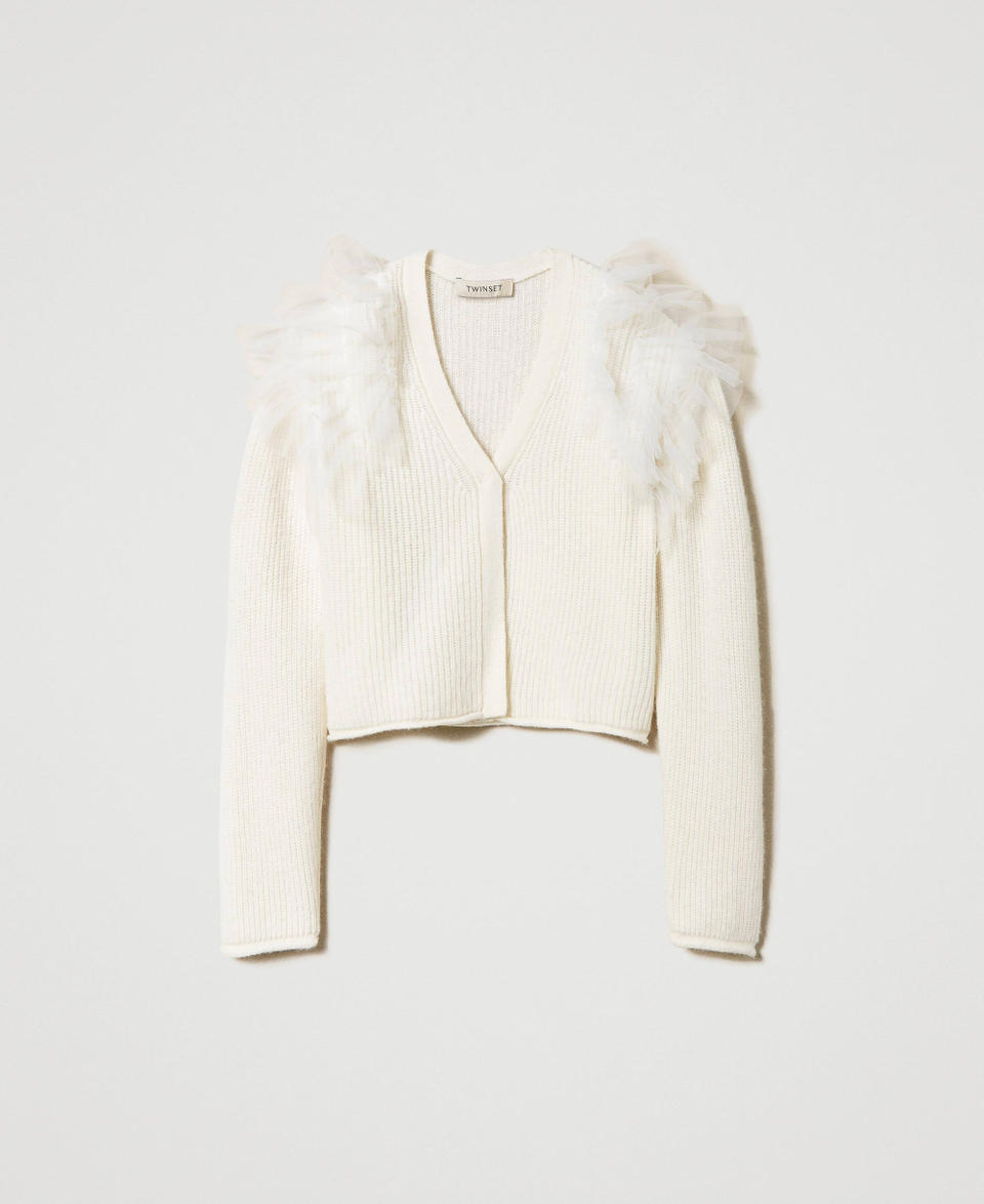 Twin Set Cardigan regular con balze in tulle Presa