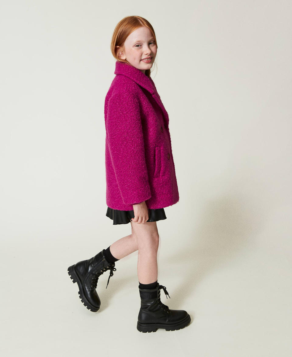Twin Set Cappotto doppiopetto in panno curly Vendita Calda