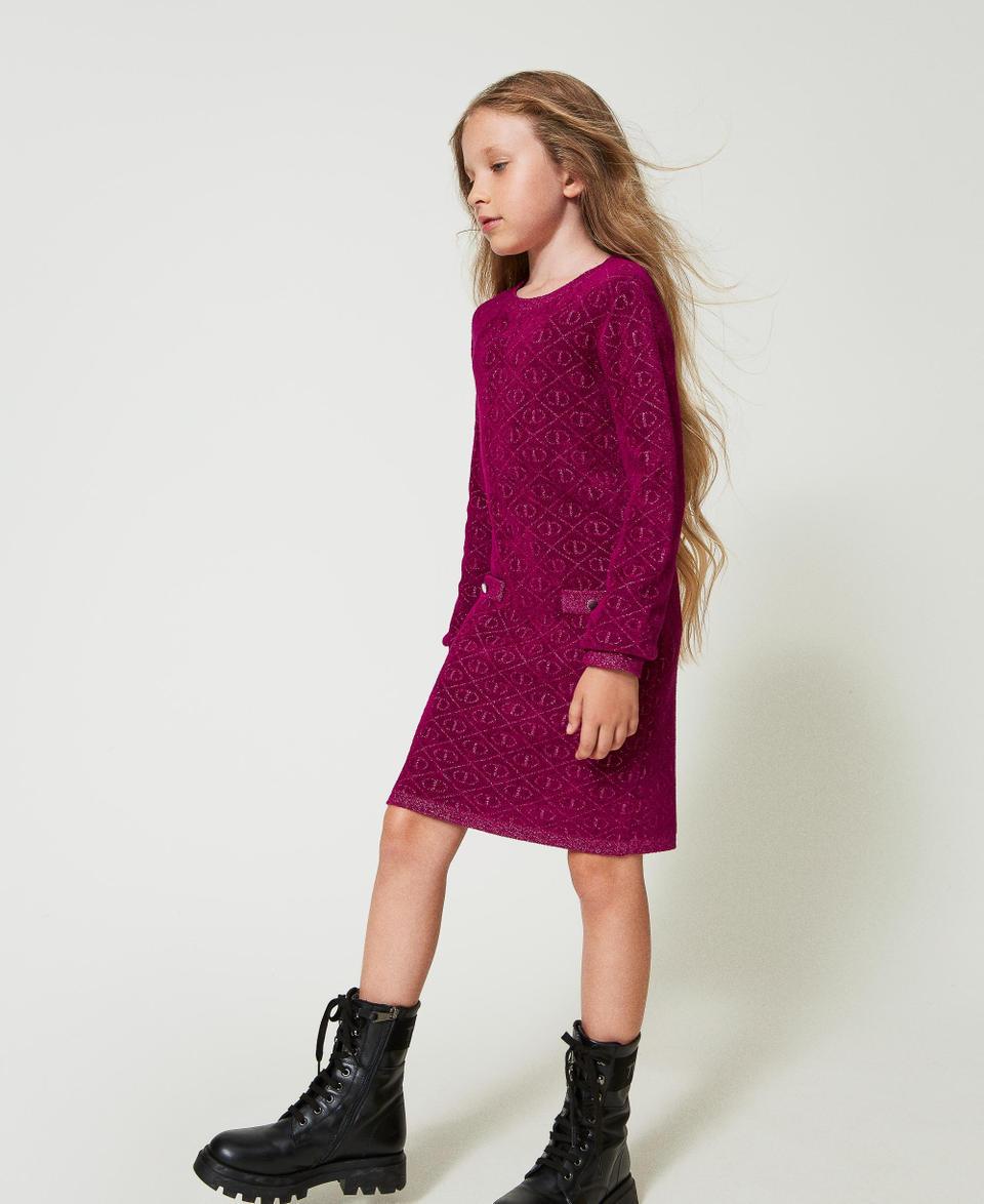 Twin Set Abito corto in maglia jacquard con Oval T