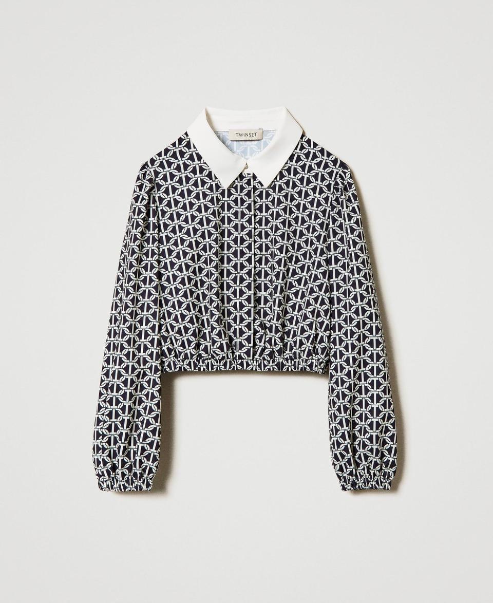 Twin Set Blusa in crêpe de Chine con stampa Italy