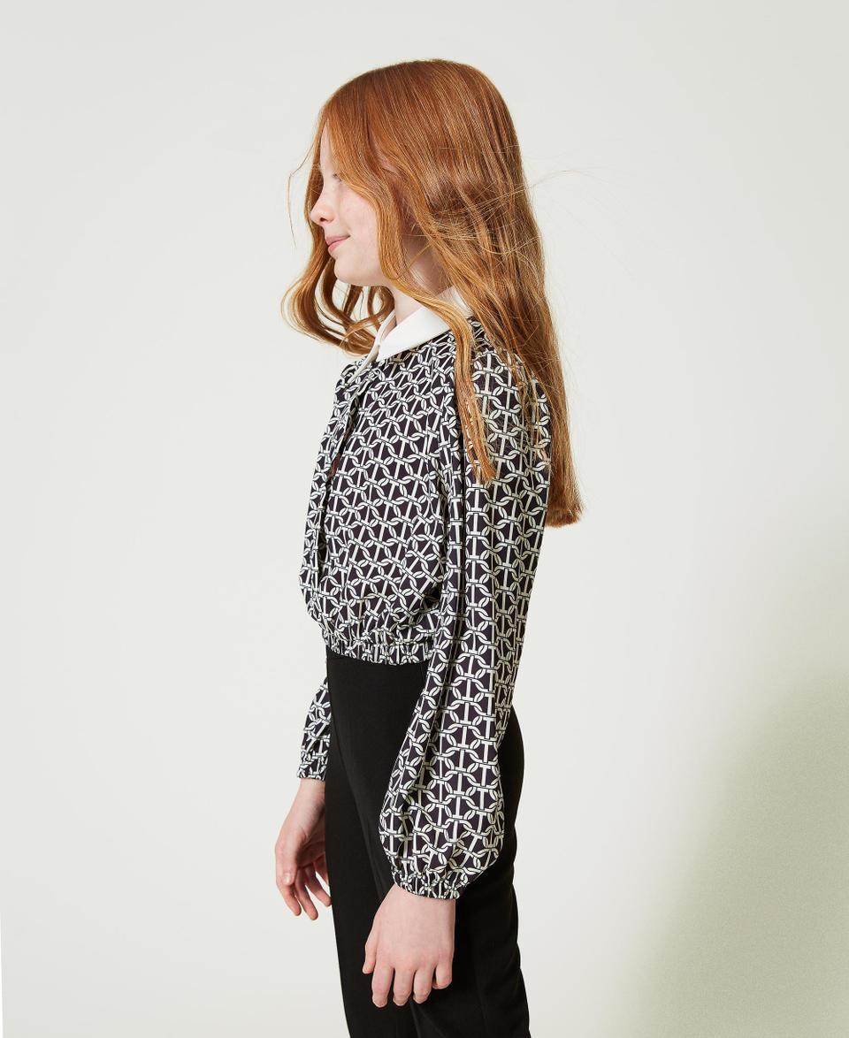 Twin Set Blusa in crêpe de Chine con stampa Italy