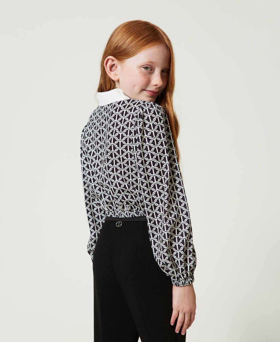 Twin Set Blusa in crêpe de Chine con stampa Italy