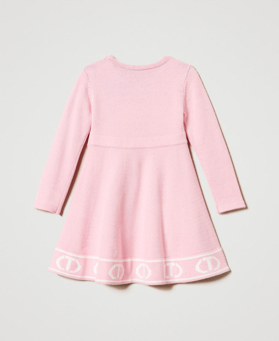 Twin Set Abito corto in maglia con Oval T jacquard Italia