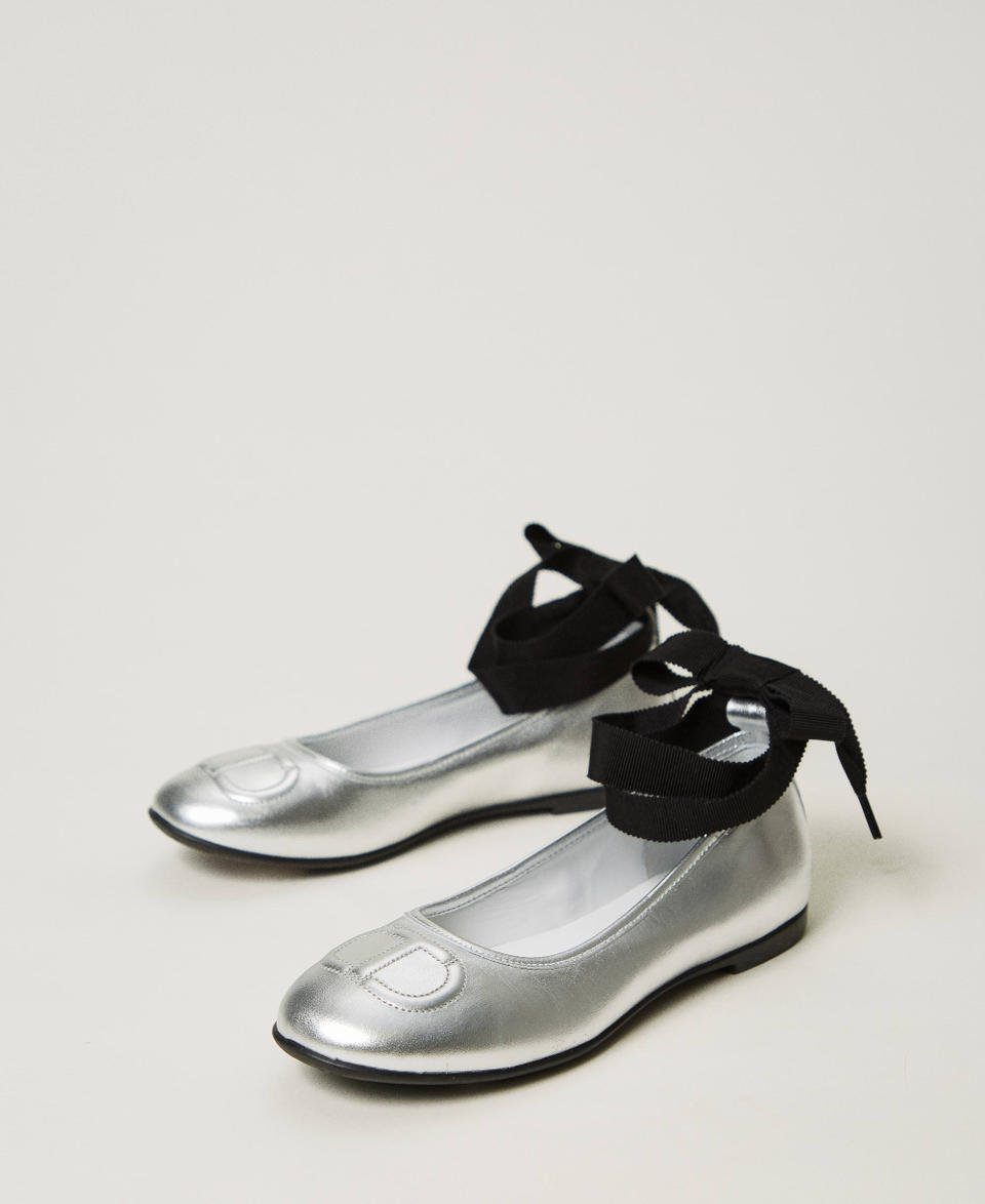 Twin Set Ballerine in pelle con nastri Qualità
