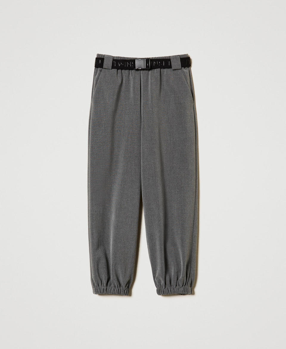 Twin Set Pantaloni joggers in flanella con cintura Vendita