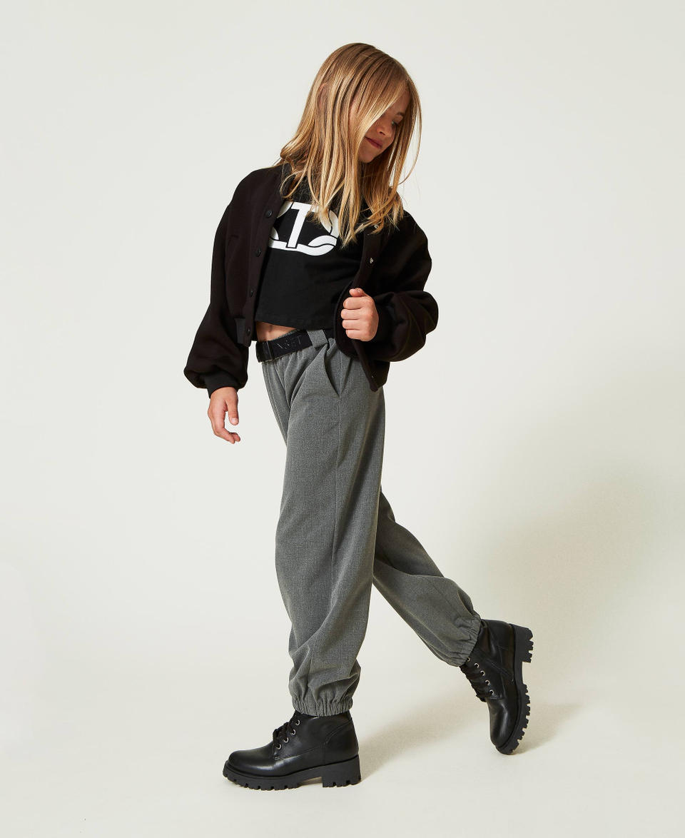 Twin Set Pantaloni joggers in flanella con cintura Vendita