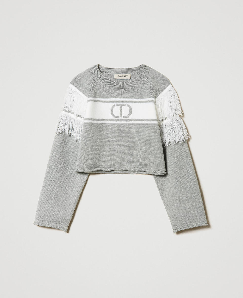 Twin Set Maglia con Oval T jacquard e frange Promozione