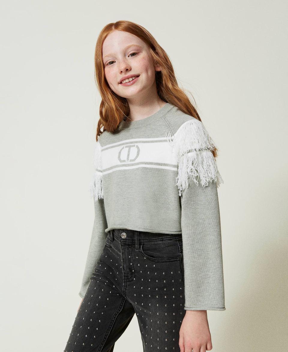Twin Set Maglia con Oval T jacquard e frange Promozione