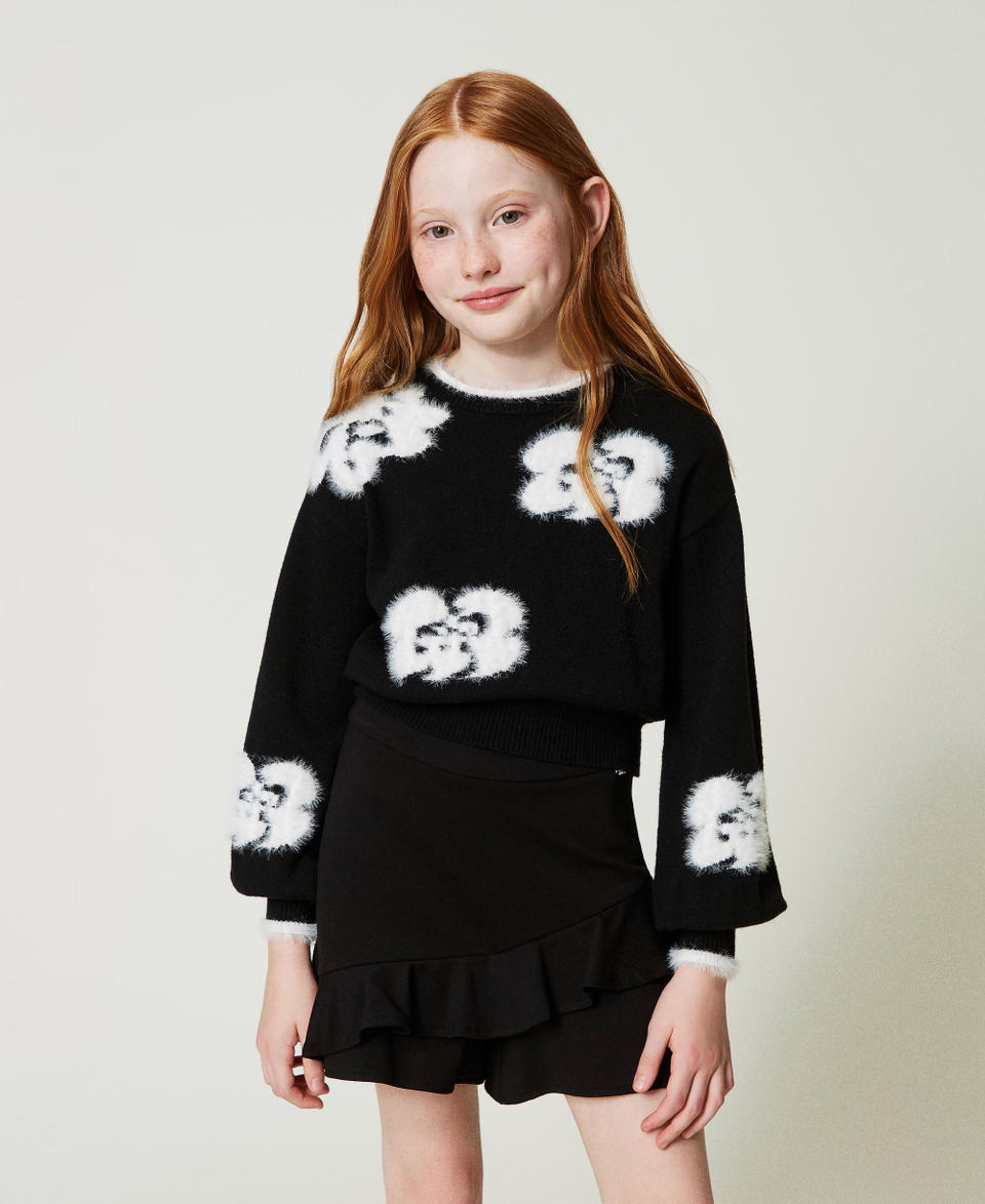 Twin Set Maglia con fiori a intarsio